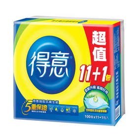【得意】連續抽取式花紋衛生紙 100抽x12包