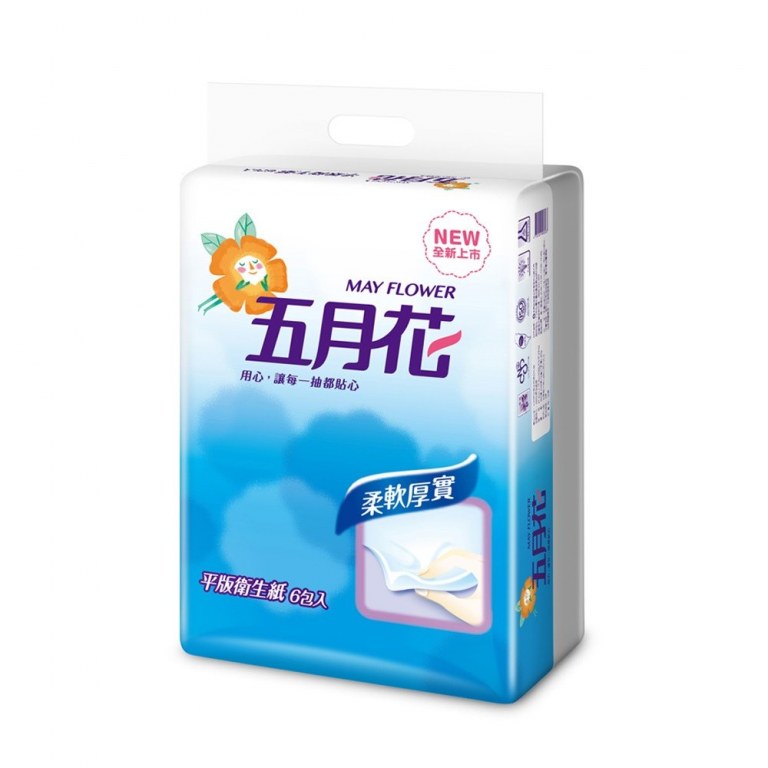 【五月花】平版式花紋衛生紙300張6包
