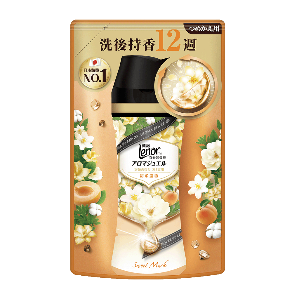 【Lenor 蘭諾】衣物抗菌芳香豆 甜柔麝香 455ml補充包